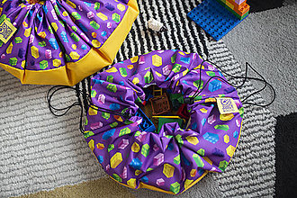 Detský textil - Vak na LEGO®kocky a hračky fialový veľký - 14103396_