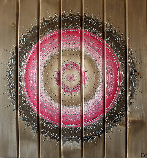 Obrazy - Mandala LÁSKA A HARMÓNIA ❤️ (drevo-silver) 60 x 60 - 14105864_