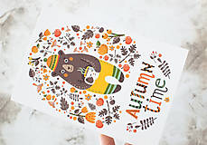 Papier - Pohľadnica "Autumn time - macko " - 14106155_