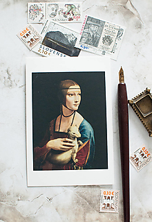 Papier - Pohľadnica "Lady with an Ermine, Leodardo da Vinci" - 14106115_