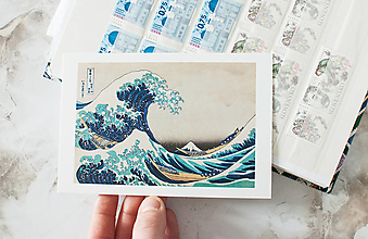 Papier - Pohľadnica "The Great Wave off Kanagawa, Katusushika Hokusai" - 14106136_