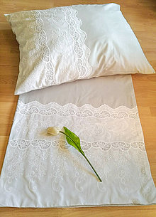 Úžitkový textil - Bavlnené obliečky s madeirou (šedé / béžové) (dvojdielne obliečky - šedé) - 14104726_