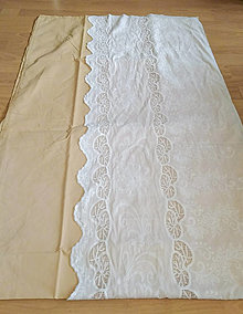 Úžitkový textil - Bavlnené obliečky s madeirou (šedé / béžové) (dvojdielne obliečky - béžové) - 14104756_