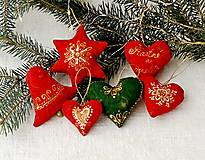 Dekorácie - Vianočné dekorácie - maľované sady z červenej zlatotlače - 14103178_