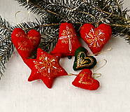 Vianočné dekorácie - maľované sady z červenej zlatotlače (červené maľované No44)
