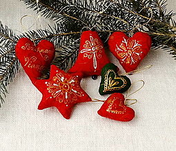 Dekorácie - Vianočné dekorácie - maľované sady z červenej zlatotlače (červené maľované No44) - 14103190_