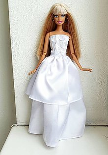 Hračky - Svadobné šaty s mašličkami pre Barbie - 14107188_