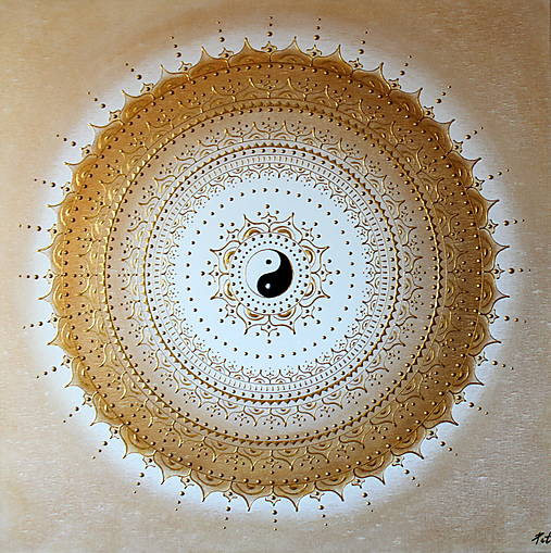 Obrazy - Mandala SPIRITUALITA (gold-white) 60 x 60 - 14107890_