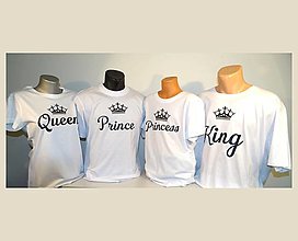 Topy, tričká, tielka - Set tričiek Queen a King (Prince a Princess) - 14109036_