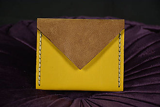 Peňaženky - Dizajnová kožená peňaženka mini Odzuzičky (Žltá) - 14109700_
