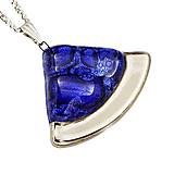 Náhrdelníky - Modrý náhrdelník, české bublinkové sklo s platinou, tvar výseč - 14108225_