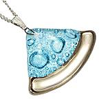 Náhrdelníky - Tyrkysový náhrdelník, české bublinkové sklo s platinou, tvar výseč - 14108249_
