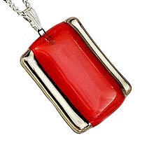 Náhrdelníky - Červený náhrdelník, české sklo s platinou, obdĺžnikový tvar - 14109363_