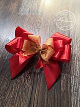 Dekorácie - Vianočné mašličky na vianočný stromček červeno - zlatá - 14110621_