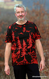 Pánske oblečenie - Pánske tričko batikované, maľované ZA SÚMRAKU - 14111405_
