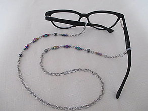Iné šperky - Retiazka na okuliare - minerál - hematit - farebný a šedý - chir. oceľ - 14110417_