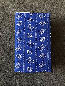 Papiernictvo - Obal na knihu - otvárací - folk modrý kvietok - 14111181_