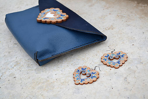 Kožená kabelka Margarétka (Modro - modrá pigmentovaná + detailná maľba)