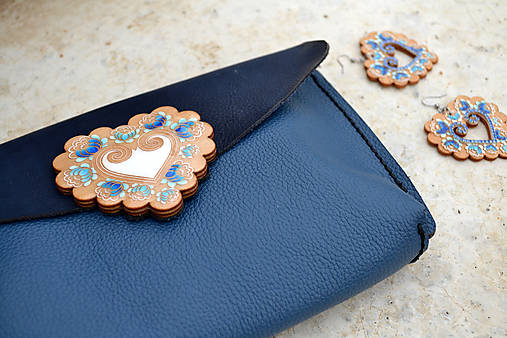 Kožená kabelka Margarétka (Modro - modrá pigmentovaná + detailná maľba)