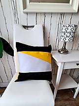 Úžitkový textil - Obliečka na vankúš čierna,žltá, šedá (Obliečka šikmý stred žlto šedý okraje čierne) - 14110333_