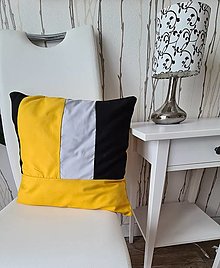 Úžitkový textil - Obliečka na vankúš čierna,žltá, šedá (Obliečka žlté L v kombinácii so šedo čiernou) - 14110335_