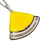 Žltý náhrdelník, české sklo s platinou, tvar výseč