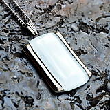 Náhrdelníky - Biely náhrdelník, české sklo s platinou, obdĺžnikový tvar - 14112530_