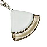 Náhrdelníky - Biely náhrdelník, české sklo s platinou, tvar výseč - 14112561_