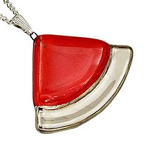 Náhrdelníky - Červený náhrdelník, české sklo s platinou, tvar výseč - 14111733_
