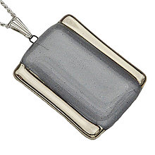 Náhrdelníky - Šedý náhrdelník, české sklo s platinou, obdĺžnikový tvar - 14112444_