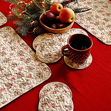 Úžitkový textil - Filki vianočné prešívané prestieranie (Béžová s perníčkami) - 14110404_