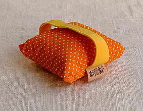 Úžitkový textil - FILKI Myššo šupková podložka pod zápästie, obvod zápästia 17 - 20 cm (Oranžová so žltou gumičkou) - 14111897_