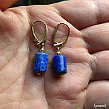 Náušnice - Pozlacené stříbrné náušnice s lapisem lazuli - 14113355_
