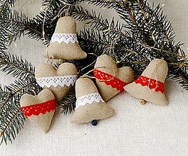 Dekorácie - Vianočné dekorácie - sady z poloľanu (Sada s bavlnenou čipkou No46) - 14114773_