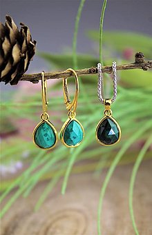 Sady šperkov - malachit prívesok,náušnice - luxusný set z prírodného malachitu - 14116444_