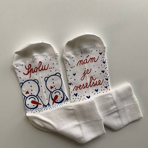 Maľované vianočné ponožky s nápisom: "Spolu /je nám veselšie”