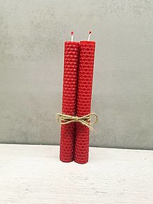 Sviečky - Sviečky z vosku, svietnikové (Červená) - 14115239_