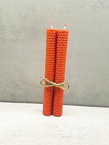 Sviečky - Sviečky z vosku, svietnikové (Oranžová) - 14115243_