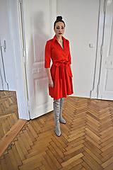 Šaty - Zavinovací šaty MONA, rudá červená - 14116864_