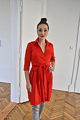 Šaty - Zavinovací šaty MONA, rudá červená - 14116867_