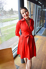 Šaty - Zavinovací šaty MONA, rudá červená - 14116868_