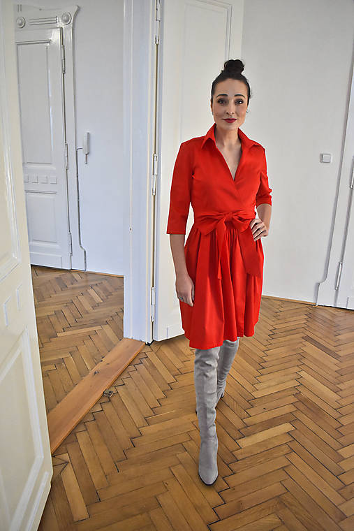 Zavinovací šaty MONA, rudá červená