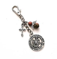 Kľúčenky - Kľúčenka "sv. Krištof" s minerálovým anjelikom (Unakit) - 14117533_