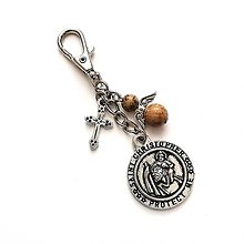 Kľúčenky - Kľúčenka "sv. Krištof" s minerálovým anjelikom (Jaspis pieskový) - 14117534_