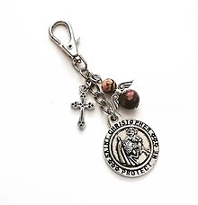 Kľúčenky - Kľúčenka "sv. Krištof" s minerálovým anjelikom (Jaspis leopardí) - 14117537_
