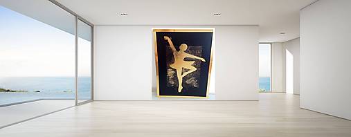 Predám abstraktný obraz, art decor - baletka. Farby: čierna a zlatá.
