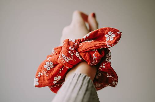 Ozdoby do vlasov - Terakotová - látková gumička, scrunchie - 14119242_