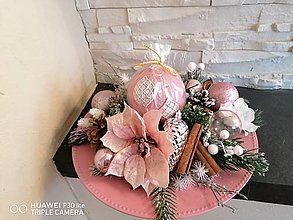 Dekorácie - Vianočny ružový svietnik so sviečkou 32cm - 14120405_