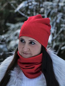 Čiapky, čelenky, klobúky - Vrkoče červené čiapka, nákrčník alebo set (Čiapka) - 14122993_