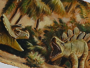 Obrazy - Triceratops et stegosaurus, Sina AD 1986 (II.) - 14122659_